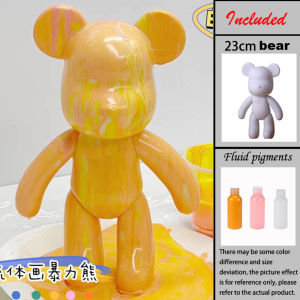 Radius K bearbrick DIY Painting 23cm Bear Fluid Painting DIY Handmade Fluid Bear Stall Supply Fluid Bear Net fluid bear color DIY handmade material bear keychain set educational toys alkansya