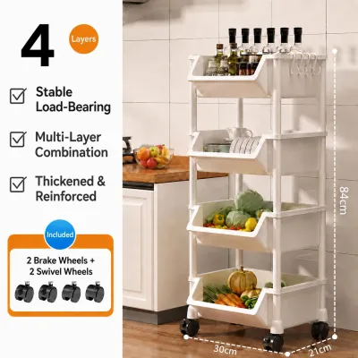 【💥Hot】3/4/5 Tier Movable BookShelf Trolley Rack Shelf Book Rack Rak Buku