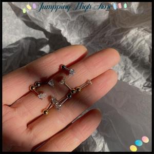 【Jumpping】 1Pair 3 4 5 6mm Triangle Helix Cartilage Tragus Stud Conch Snug Ear Lobe Earrings Titanium Steel Jewelry