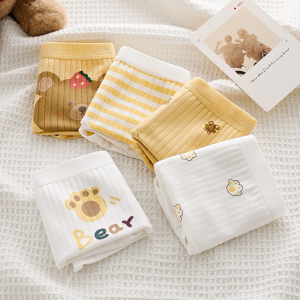 Combo 10 Quần Lót Bé Gái Cotton Tăm Mềm Mại Họa Tiết Gấu Nâu Tone Vàng Thoáng Khí Cute Bear Quần Cute CTB03