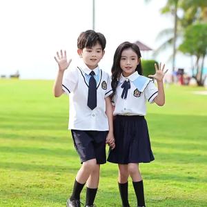 Primary and Secondary School Students Uniforms in Summer Childrens Preppy Style British Style Business Attire Kindergarten Suit Graduation Photo Clothes Chorus Clothing