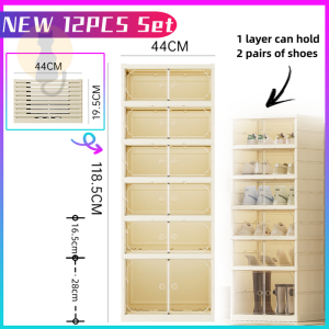 [✅Sg Ready Stock] NEW Transparent Free Installation Shoe Box 3layer/6layer Shoe Rack Stackable High capacity Thickened