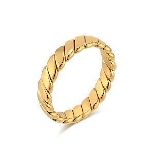 Retro Geometric Stainless Steel 18K Gold Plated Ring Womens Rings Jewelry.AutoMaxion