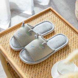 Japanese-Style Simple Cotton and Linen Slippers Suitable for All Seasons for Men and Women Indoor Home Use Couples Linen Slippers