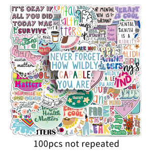 100PCS Inspirational Healing Mental Health Cartoon Graffiti Waterproof Psychological Health Sticker