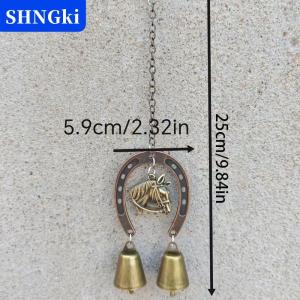 [COD] 🔥🔥🔥SHNGki Một mặt dây chuyền móng ngựa may mắn chuông gió tình yêu bằng sắt rèn với dây chuyền trang trí thích hợp để trang trí tường phòng sân vườn và trang trí sân trong trang trí móng ngựa cổ điển.