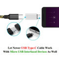อะแดปเตอร์แปลงไมโคร USB ตัวผู้เป็น USB-C Type C ตัวเมียขั้วต่อชาร์จข้อมูล. 