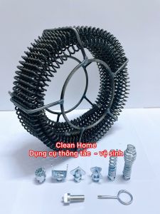 Dây lò xò thông tắc cống dùng máy khoan dài(15m + 6 đầu +1 đầu kết nối)