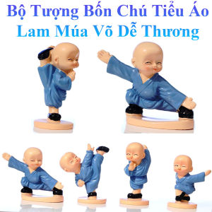 Bộ Tượng 4 Chú Tiểu Áo Xanh Tập Võ