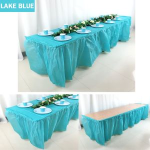 Disposable Tablecloth Table Skirt Plastic Table Cover Rectangle Skirt Table Cover Party Table Decor Plastik Murah