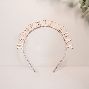 BW-C787 Bando Happy Birthday Silver Anak Bahan Plastik Pesta Ulang Tahun Korean Style / Bendo Wanita Birthday Party Gold Heandband HBD Import