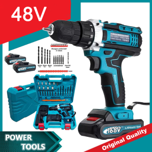 【COD】Cordless Drill Electric Hammer Impact  Case Screwdriver Accessories set cordless drill Hand Electric Drill Heavy Duty 48V 88V 108V 168V Cordless Power Impact Tools Kit with 2 Lithium Batteries with LED Light Wireless Drill