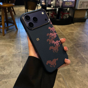 2026 New Horse Magnetic Case for iPhone 17 16 Pro Max Carbon Fiber Texture Wireless Charging Phone Cover Camera Lens Armor Capa