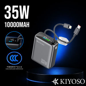 KIYOSO CCC Mini PD35W Powerbank Smart Display Fast Charge Powerbank Quick Charging Multi Charging Built-In Cable