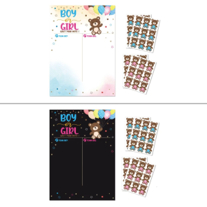 Gender Reveal Games for Guests Baby Reveal Games Gender Reveal Poster Voting with 36Pcs Voting Stickers for Kids Adults