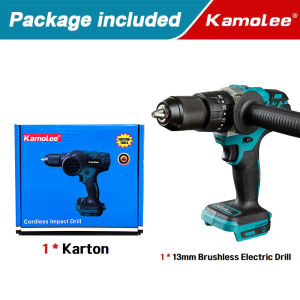 Kamolee Tool 13mm Brushless 5000mAh Impact Cordless Drill 18V / Mesin Bor 2 Baterai tanpa kabel Untuk Tembok Beton