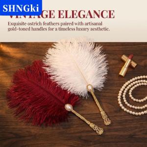 [COD] 🔥🔥🔥SHNGki Đà điểu Fan Fan thanh lịch cầm tay Fan đối với phụ nữ cổ điển tòa khiêu vũ Phụ Kiện Đối với Đảng trang trí