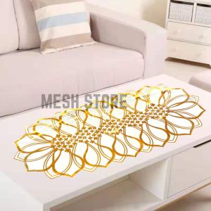 Taplak Meja Tamu Model Flower Warna Gold & Silver Anti Air - Uk. 40 x 85 Cm - Random
