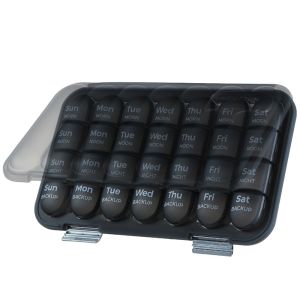 BLACKON Sealed 7-Day Pill Box 21/28 Grids Large Capacity Weekly Pill Organizer Morning Noon Evening Separate Container Travel Pill Case Travel Home Use