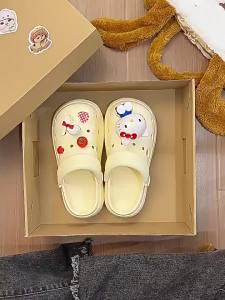 [Free Shipping] Cute cartoon EVA clogs for women 2026 summer new style non-slip closed-toe half-slipper thick-soled height-increasing sandals