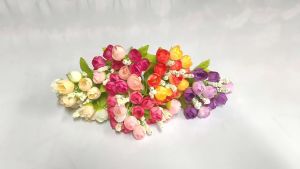 Artificial Rose Bouquet with Leaf Silk Cloth Home Decoration Bridal Handheld Bouquet Table Centerpiece