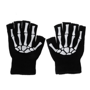 Half Finger Skeleton Cycling Gloves Riding Bike Sports Keeping Warm for Outdoor Walking Hiking in Cold Weather