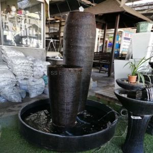 S20 Feng Shui 4 ft Round Water Pond Pot Fountain Kolam Air Sandstone Garden Water Feature Balinese 风水流水喷泉瀑布池 Quiet