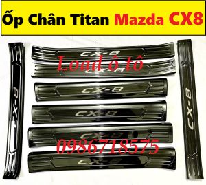 Ốp Bậc Cửa Nẹp Bước Chân Titan Xe Mazda CX8 2026-2018 Vân Vân Titan Phay Cao Cấp Sản Phẩm Có Sẵn Keo Dán 3M