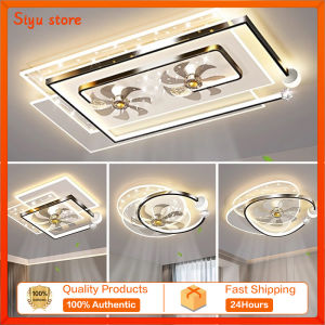 2026 LED ceiling fan light with fan page shaking head household living room light bedroom intelligent Zhongshan lamp