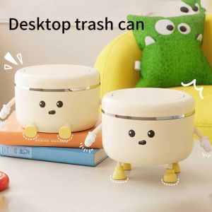 LOPU Nắp bật lên Thùng rác để bàn Không thấm nước Chống trượt Thùng rác giấy Ổn định Miệng rộng Thùng rác mini Hộ gia đình