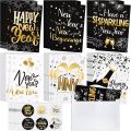 72 Pack Happy New Year Cards 2025 Gold Foil with Envelopes and Stickers New Year Eve Greeting Cards Bulk for Office Business Family School Party Invitations. 