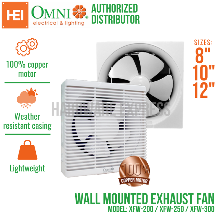 Omni Wall Mounted Exhaust Fan 8 inch / 10 inch / 12 inch (XFW200 / XFW