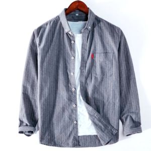 New style Cotton Striped Long sleeves Shirts Fashion Business Lapel Top