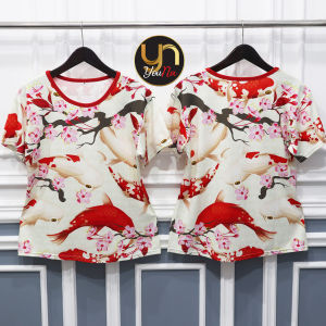 Atasan Kaos Wanita Gambar Ikan Koi