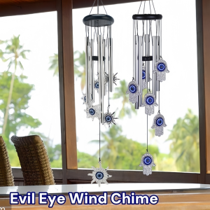 Blue Evil Eye Wind Chime Wall Hanging Craft Pendant Protection Lucky Charm Retro Sun Eye Wind Chime
