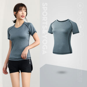 DACHAO ผู้หญิงกีฬาแห้งเร็วเสื้อยืดระบายอากาศแสดงบางแขนสั้นกีฬาออกกำลังกายการออกกำลังกายวิ่งเสื้อผ้ากีฬา