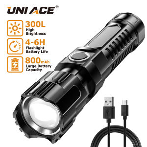 Outdoor Multifunction Flashlight LED ABS Plastic Super Bright Rechargeable 3 Modes Zoom XPE LED Work Light Handheld Hiking Torch Weatherproof Ideal for Camping Emergencies Outdoor Adventures
