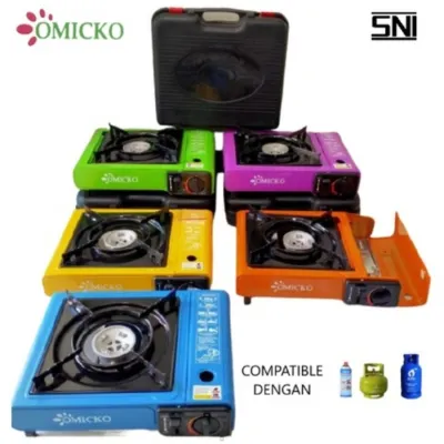 KOMPOR GAS PORTABLE OMICKO WELLHOME MYVO SNI 1 TUNGKU 2IN1 GAS TUNGKU / GAS KALENG SET BOX