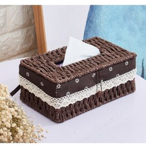 SG RumahHome® Nordic Woven Rope Tissue Box Holder Kitchen Paper Towel Storage Box Home Decor for Towel Bedroom Bathroom