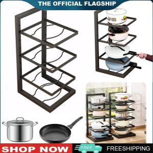 【New Arrival】 Pots and Pans Organizer Adjustable Layer Height Heavy Duty Pan Organizer 4 Layer Pan Organizer Rack for Home Kitchen