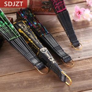 [COD] SDJZT พับมือพัดลมพลาสติกสีทองผงหัตถกรรมพัดลมสีขาวงานแต่งงานสไตล์จีนเต้นผ้าพับพัดลมมือถือ