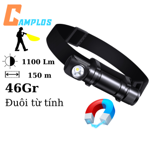 Đèn pin gù đa năng nhỏ gọn đèn pin mini đuôi nam châm đội đầu LED SST40 hợp kim nhôm chống nươc Camplos với pin 18650