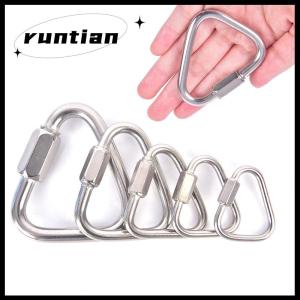 runtian Tam giác Carabiner thép không gỉ Keychain snap clip móc khóa vít khóa