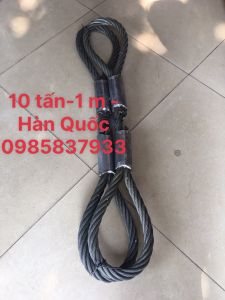 Dây cáp cẩu 10 tấn 1 m Hàn Quốc 2 đầu mắt dùng móc buộc cẩu kéo an toàn hiệu quả
