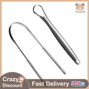 FUJIAS4 2PCS Tongue Scraper Stainless Steel Tongue Cleaner Oral Care Hygiene Scraper