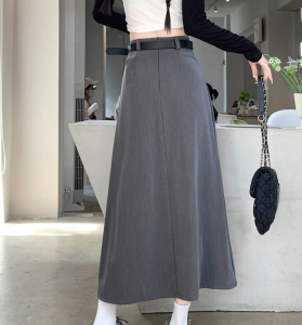 Pleated Skirt Spring and Summer Korean Style High-waisted Slim Mid-length Skirt College Skirt Hot Girl Mid-length Draped