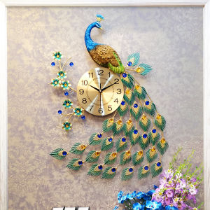 Minimalist European Series Peacock Wall Clock Creative Art Hot Sale Morden Home Living Room Clocks Simple and Fashion Vintage Clock Decorations