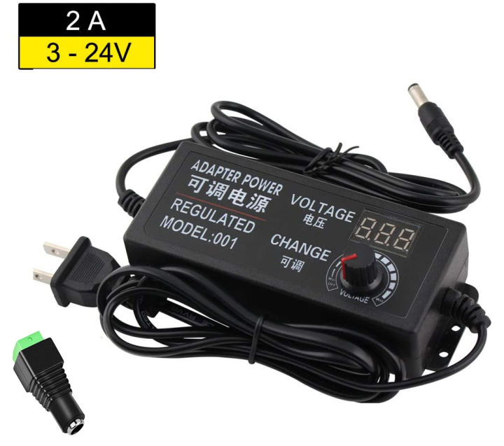 3-24v 2a Adjustable Ac/dc Power Adapter, 50-60hz Multi Voltage Power