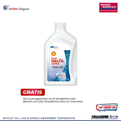 Paket 4 Liter Oli Mesin Shell Helix Astra 10W30 (Diskon 20%) [Voucher Digital | GRATIS Pemasangan]