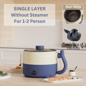 DEZAHOME 18CM Electric Cooker Pot Rice Small Mini MultiFunction Steamer Non Stick Cooking